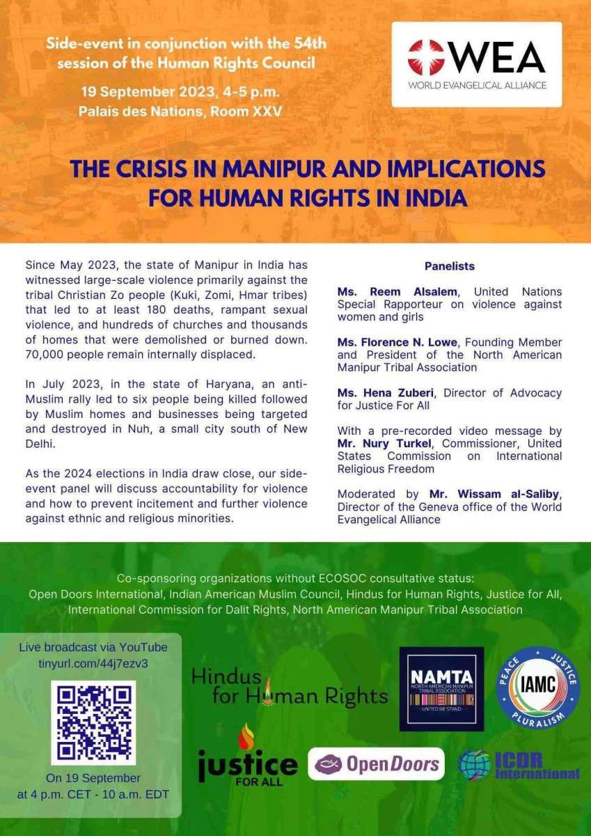 Rights defenders to discuss Human Rights crisis in Manipur as side event at the 78th UN General Assembly